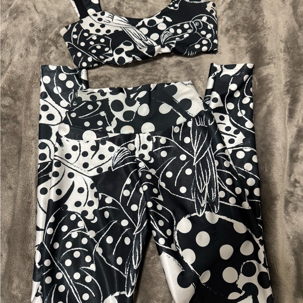 Black and White Polka Dot Activewear Set